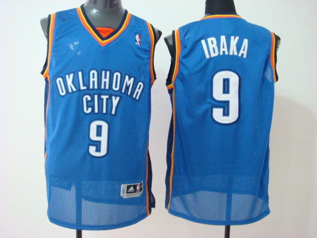 NBA Oklahoma City Thunder 9 Serge Ibaka Authentic Road Blue Jersey
